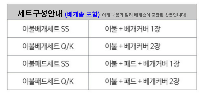 신유침구 고급 호텔 글로리극세사 이불베개세트SS