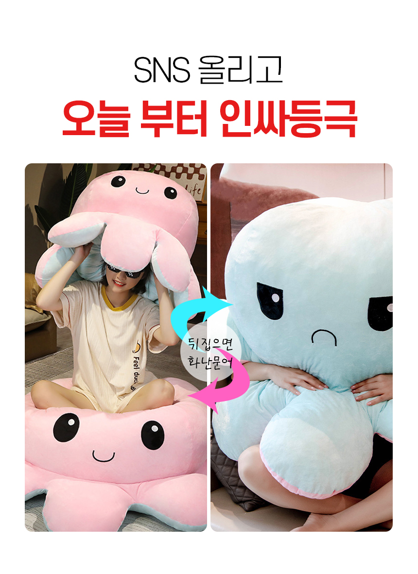 쿠션 거북이등딱지 반전문어 인형 등쿠션 인싸템 힐링 낮잠베게